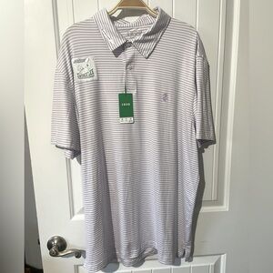 NWT IZOD Golf Polo Shirt Mens Stretch Swing Flex Short Sleeve Lavender Stripe XL